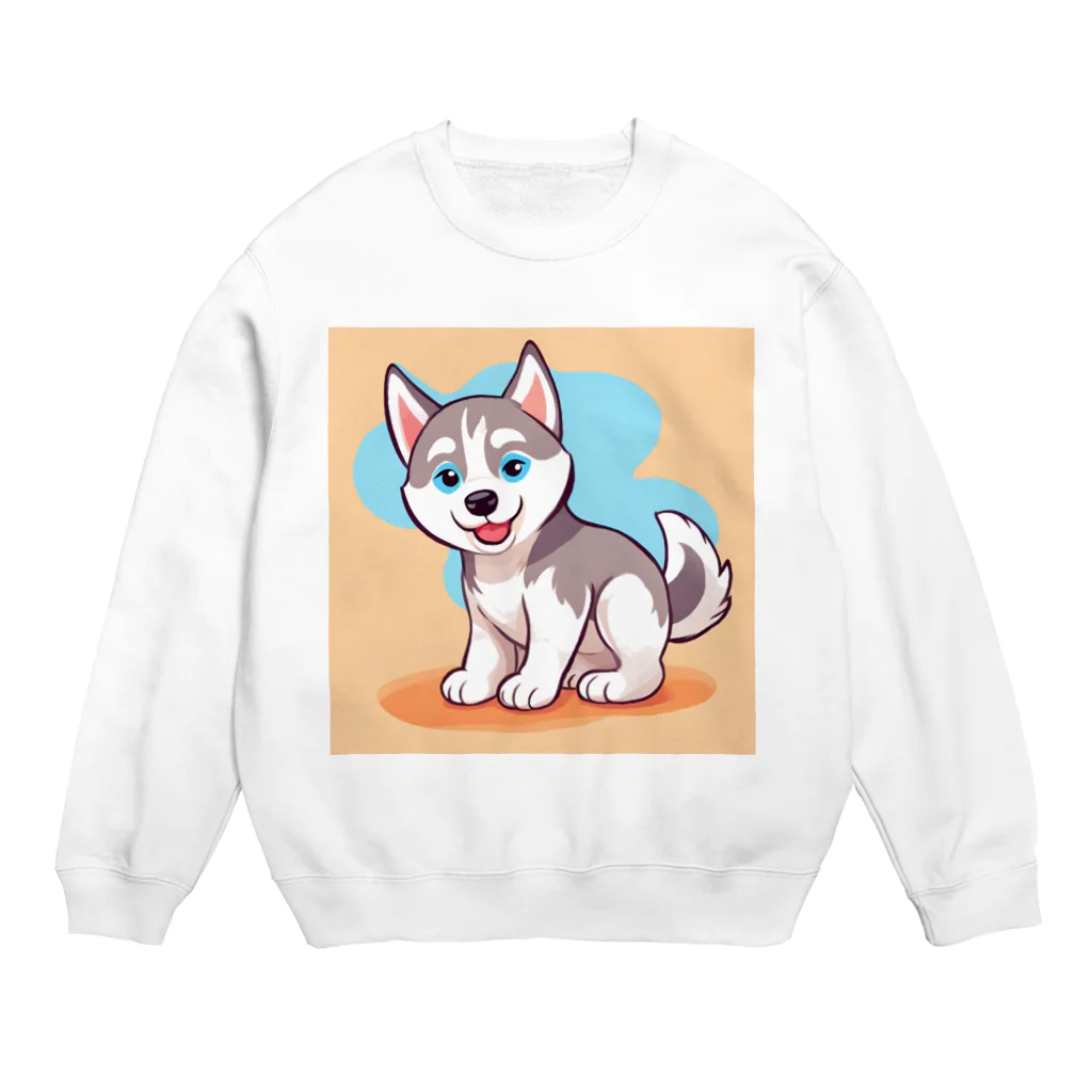 gobosyokaiのかわいいハスキーの子犬のイラストグッズC Crew Neck Sweatshirt