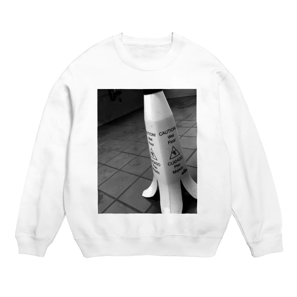 Kisisu_1836の便所滑り警告バナナ Crew Neck Sweatshirt