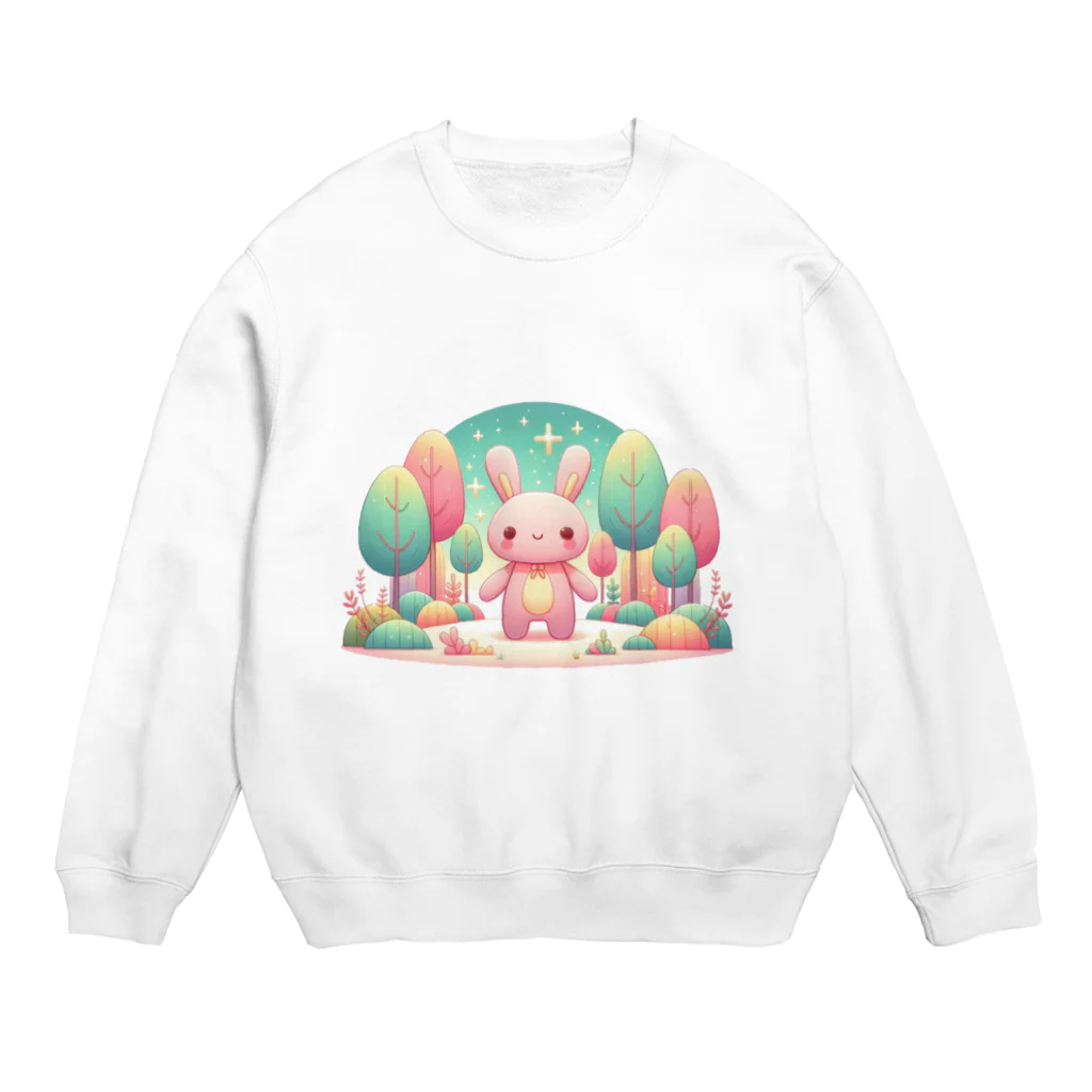 アメーバ2世の星と空と森とうさぎ Crew Neck Sweatshirt