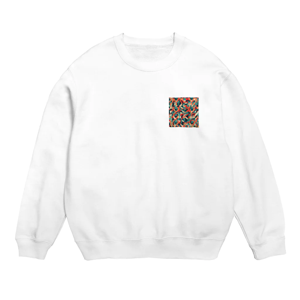 michimi212のグリーンとオレンジの洗練された幾何学模様 Crew Neck Sweatshirt