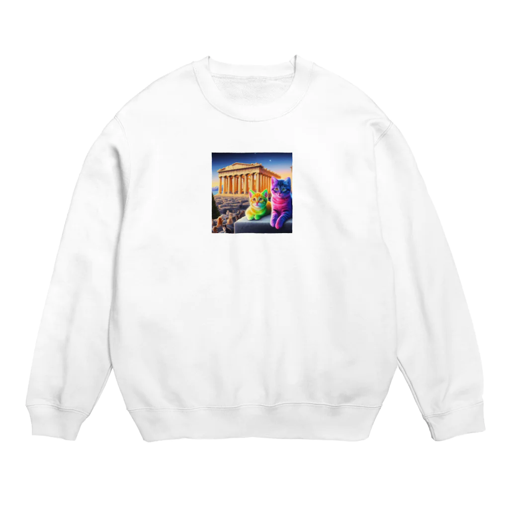 ニャーちゃんショップのパルテノン神殿のキャッツ Crew Neck Sweatshirt