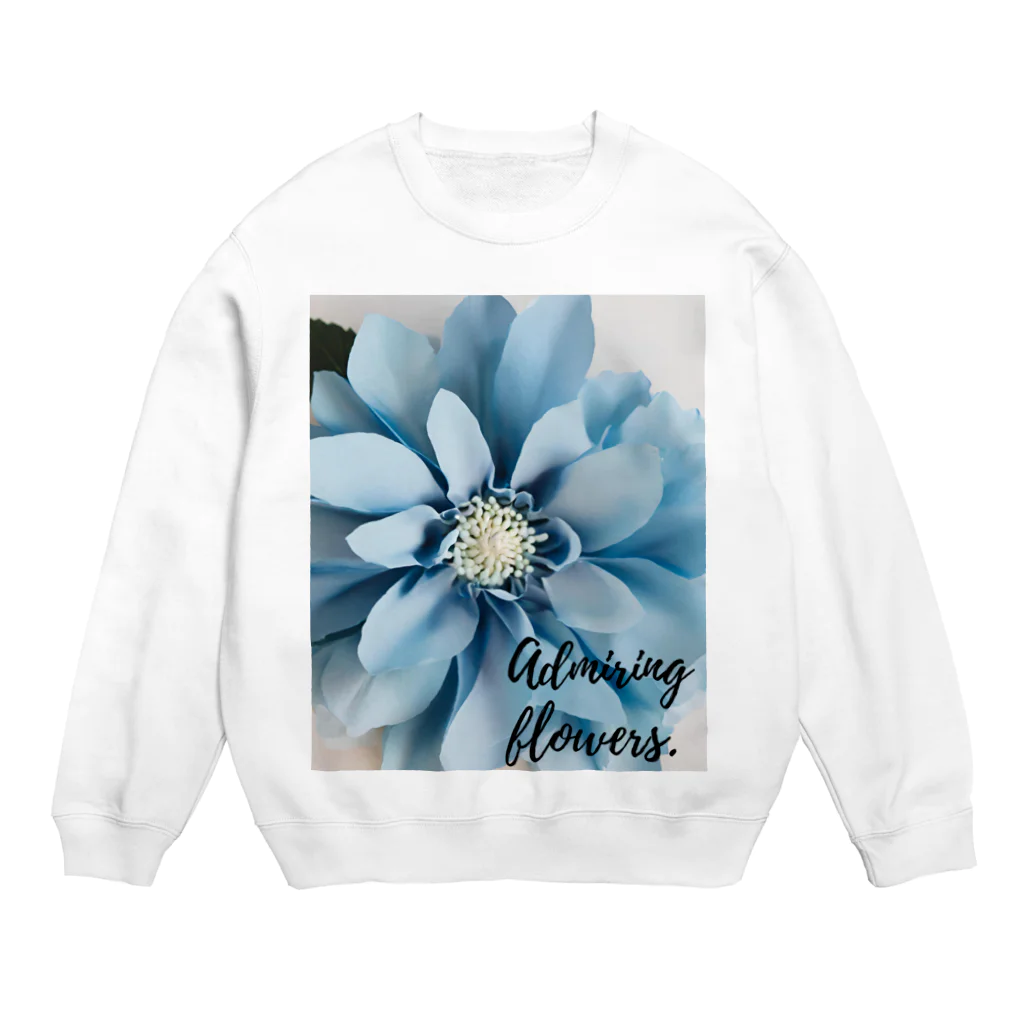 Blue @ Walkerの可愛い花 Crew Neck Sweatshirt