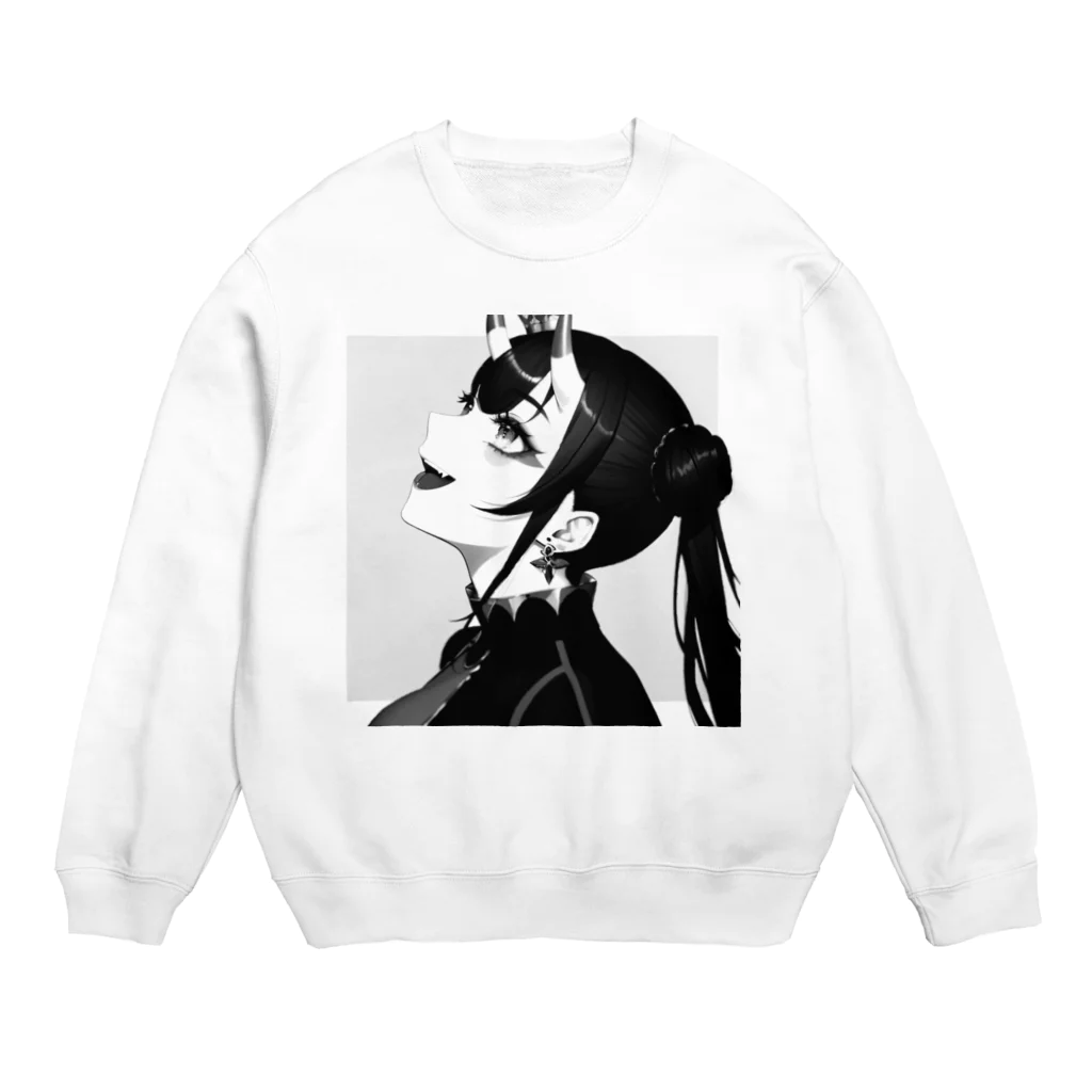 KafyRiruのよこ顔　鬼娘 Crew Neck Sweatshirt