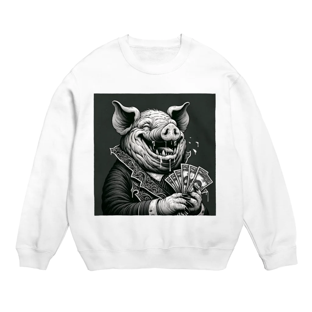 Hayate Kawakami オリジナルのお金大好き！　資本主義の豚 Crew Neck Sweatshirt