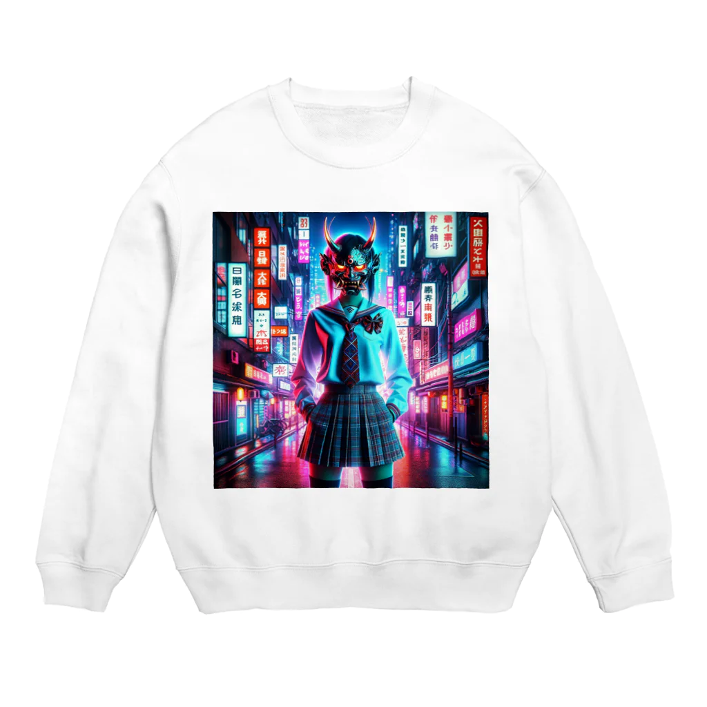 Hayate Kawakami オリジナルの般若女子高生 Crew Neck Sweatshirt