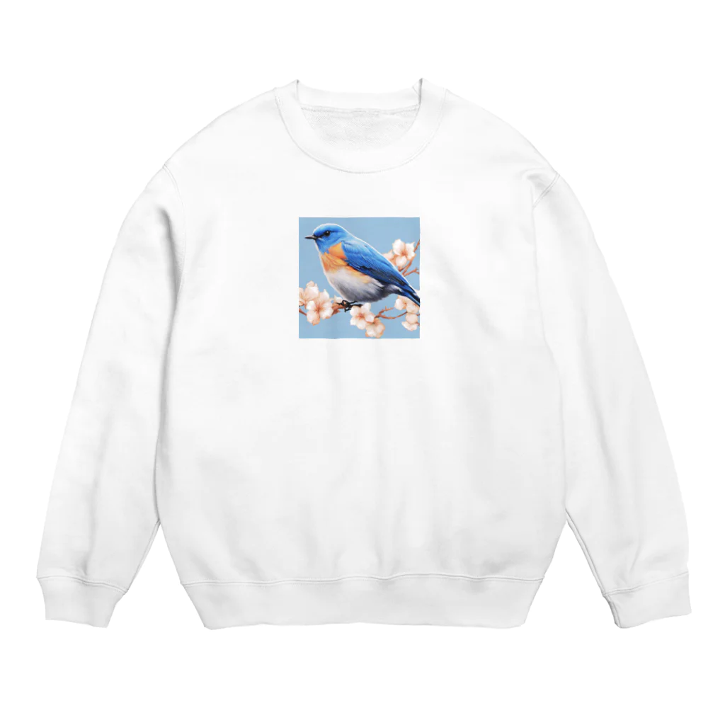 ❤︎cute❤︎のbeautiful blue bird Crew Neck Sweatshirt