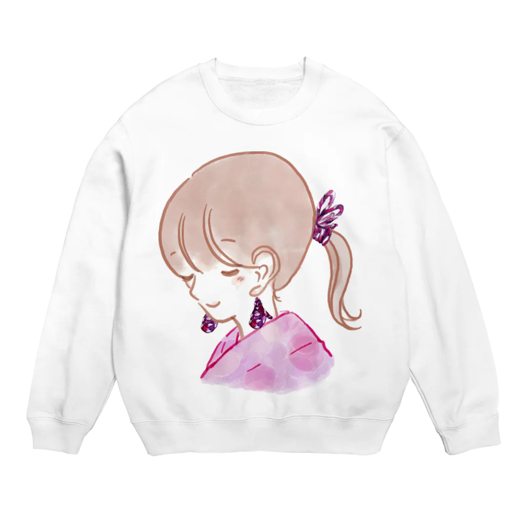 ぽっちりの浴衣コーデで夏まつりに💕　わいやーぽにー Crew Neck Sweatshirt