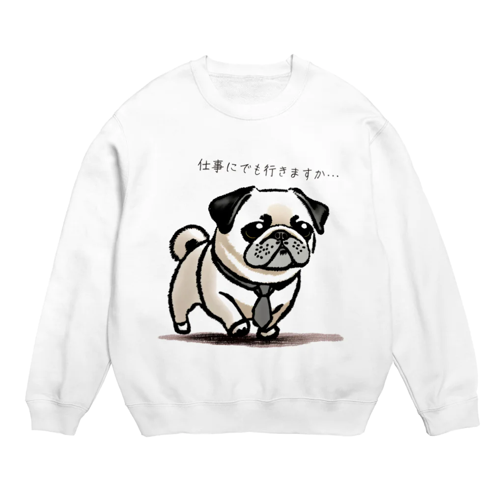 モツ鍋屋のサラリーマンのパグ犬 Crew Neck Sweatshirt