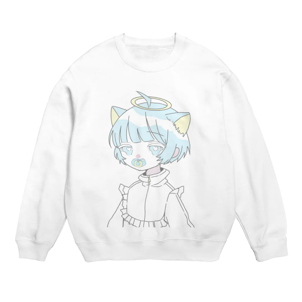 救済睡夢の天使猫ちゃん Crew Neck Sweatshirt