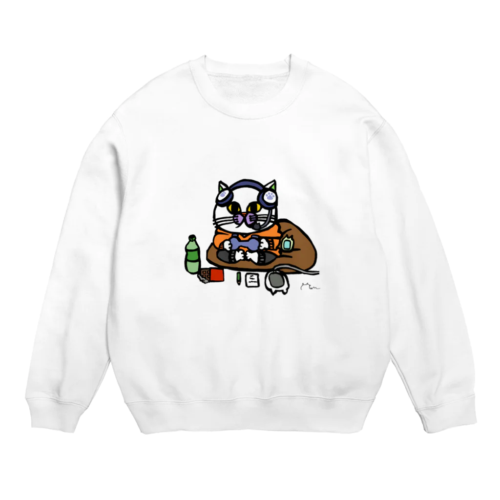 KENのゲーマーねこ Crew Neck Sweatshirt