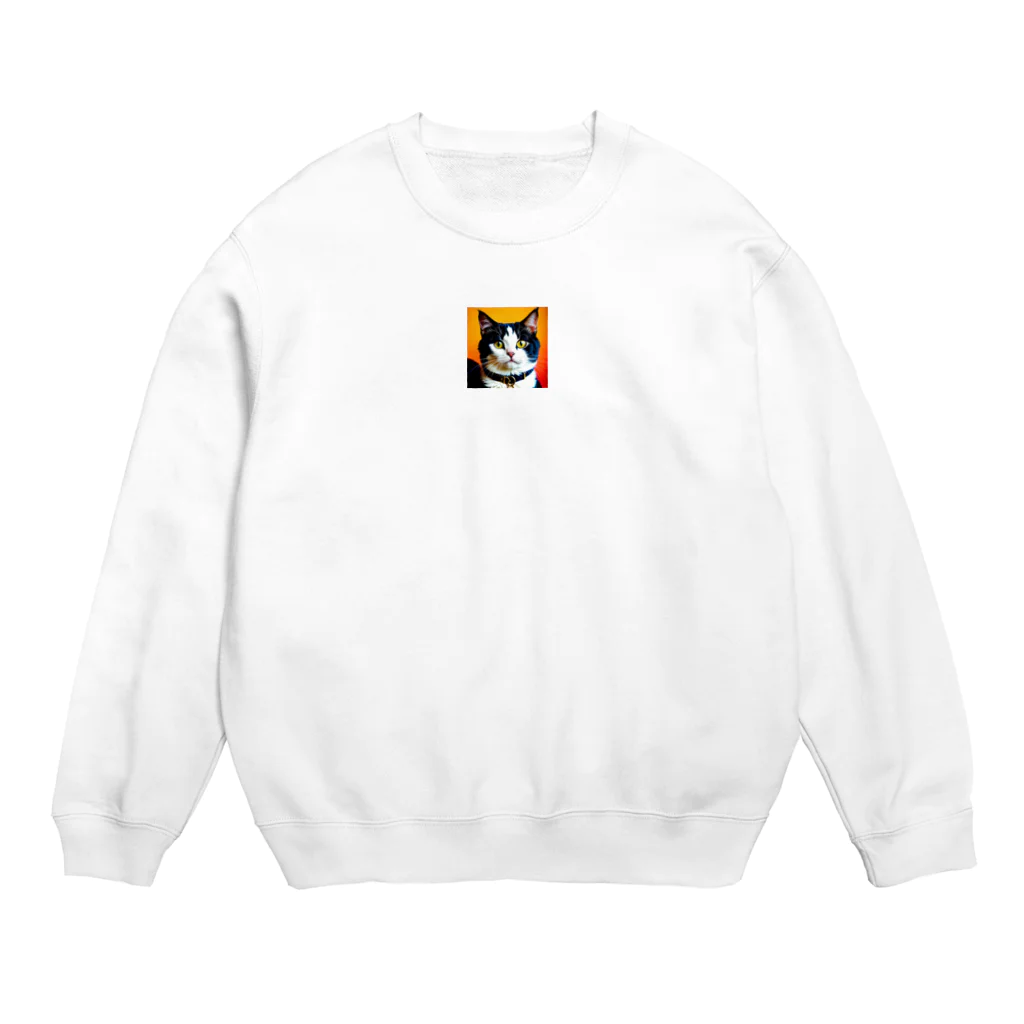 抹茶ラテの普通の猫 Crew Neck Sweatshirt