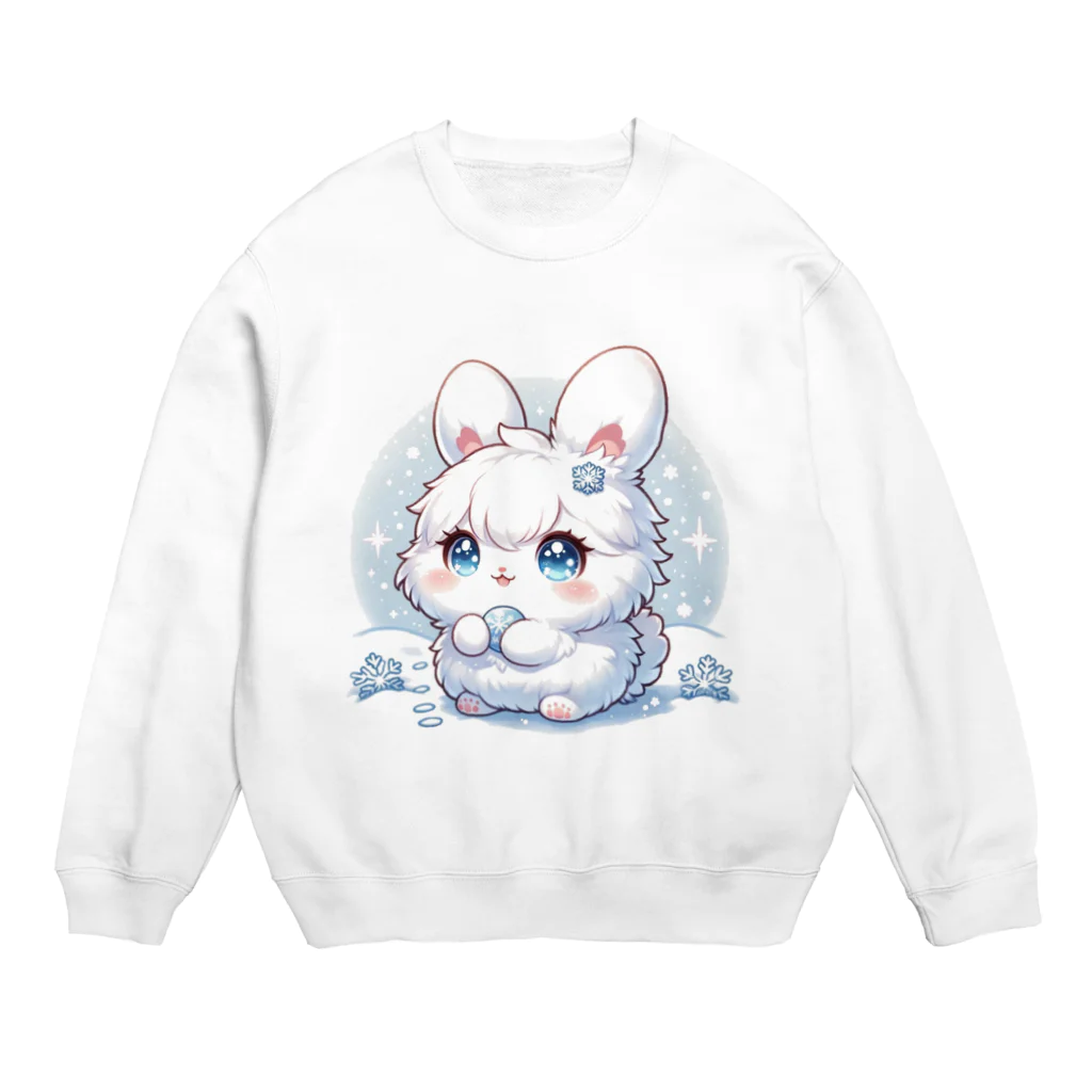 YamaCraft Creationsのふんわり雪うさぎちゃん Crew Neck Sweatshirt