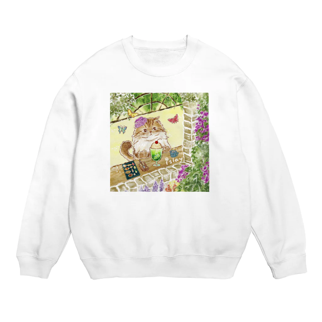 coeur.yu（クードットユー）うちの子さん企画グッズSHOPのスクエア　アイラちゃん　 Crew Neck Sweatshirt