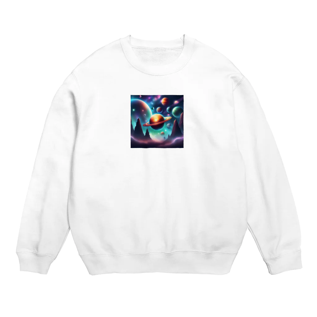 usinikuの宇宙に浮かぶ惑星 Crew Neck Sweatshirt