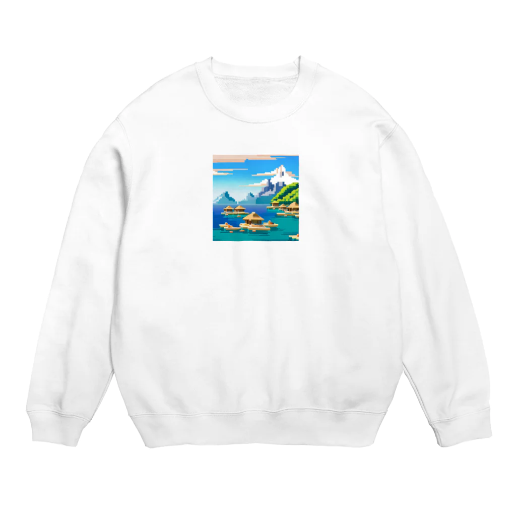 keita-sawadaのドット　ボラボラ島のオーバーウォーターバンガロー Crew Neck Sweatshirt