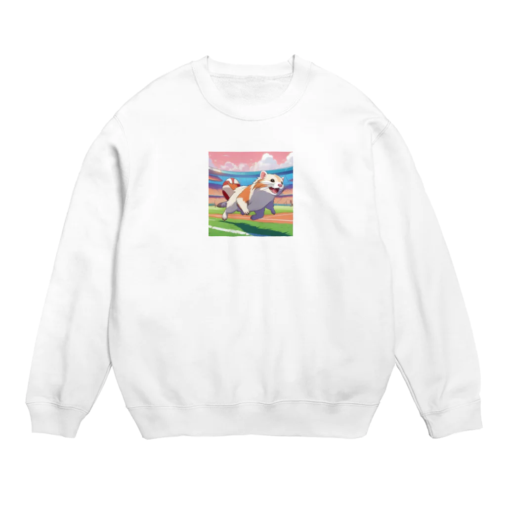 自然の非日常の走るフェレット Crew Neck Sweatshirt