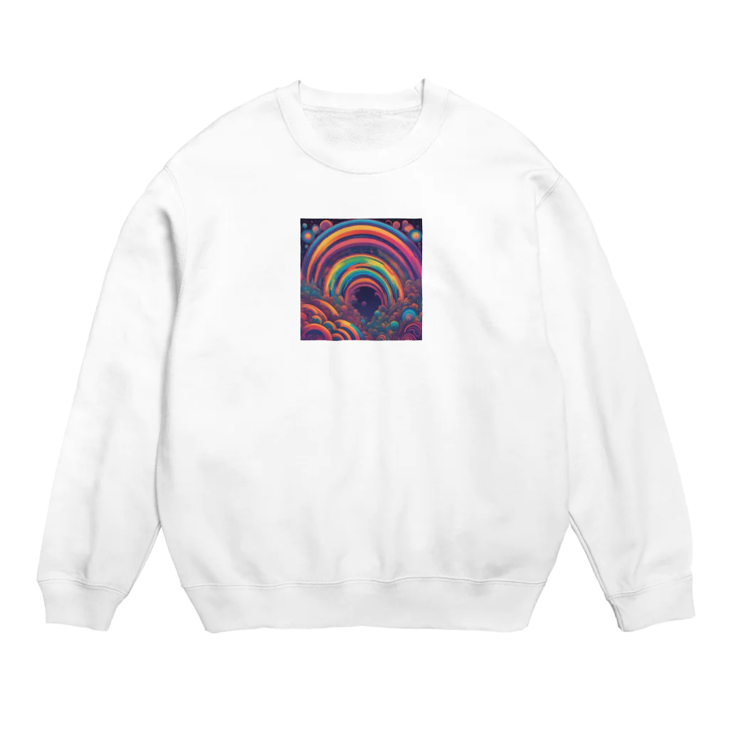 茉莉花のサイケデリックな世界の虹 Crew Neck Sweatshirt