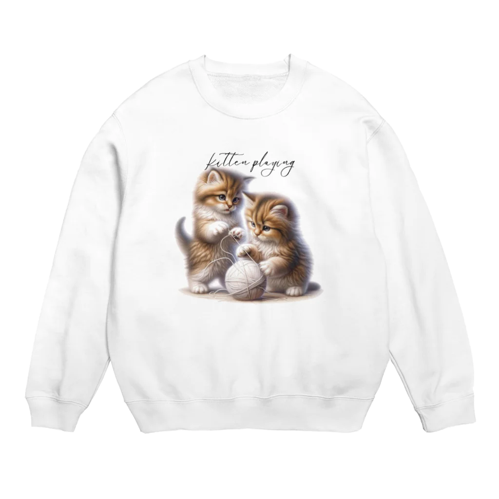 はんなり女史の毛糸玉と子猫 Crew Neck Sweatshirt