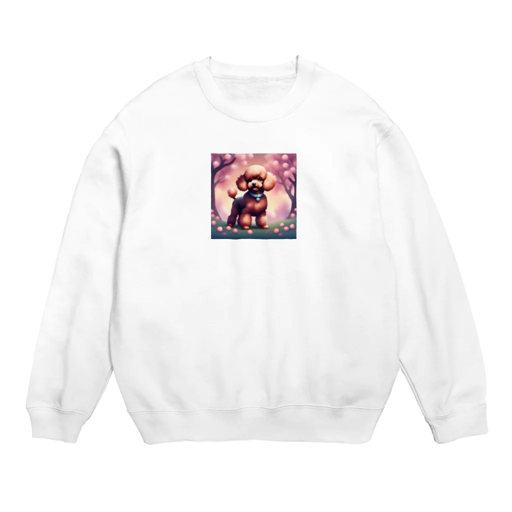 ChicCanvas Boutiqueの桜舞い散る中でたたずむ可愛いトイプードル Crew Neck Sweatshirt