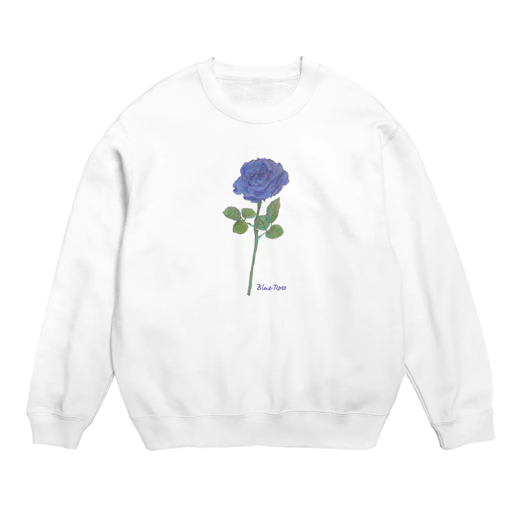 水色プリントの夢叶う青い薔薇 Crew Neck Sweatshirt