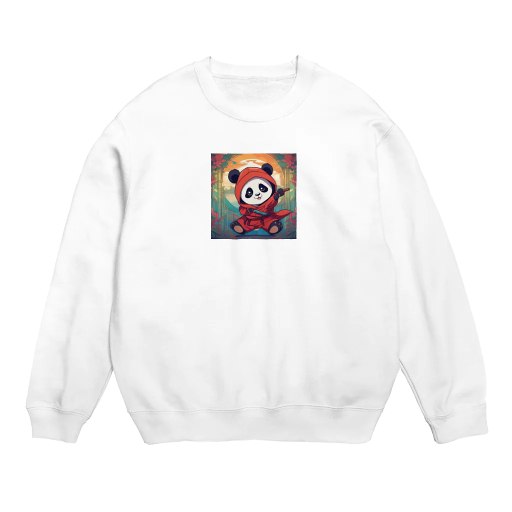 動物大好き＠たつまるの忍者　子パンダ参上 Crew Neck Sweatshirt