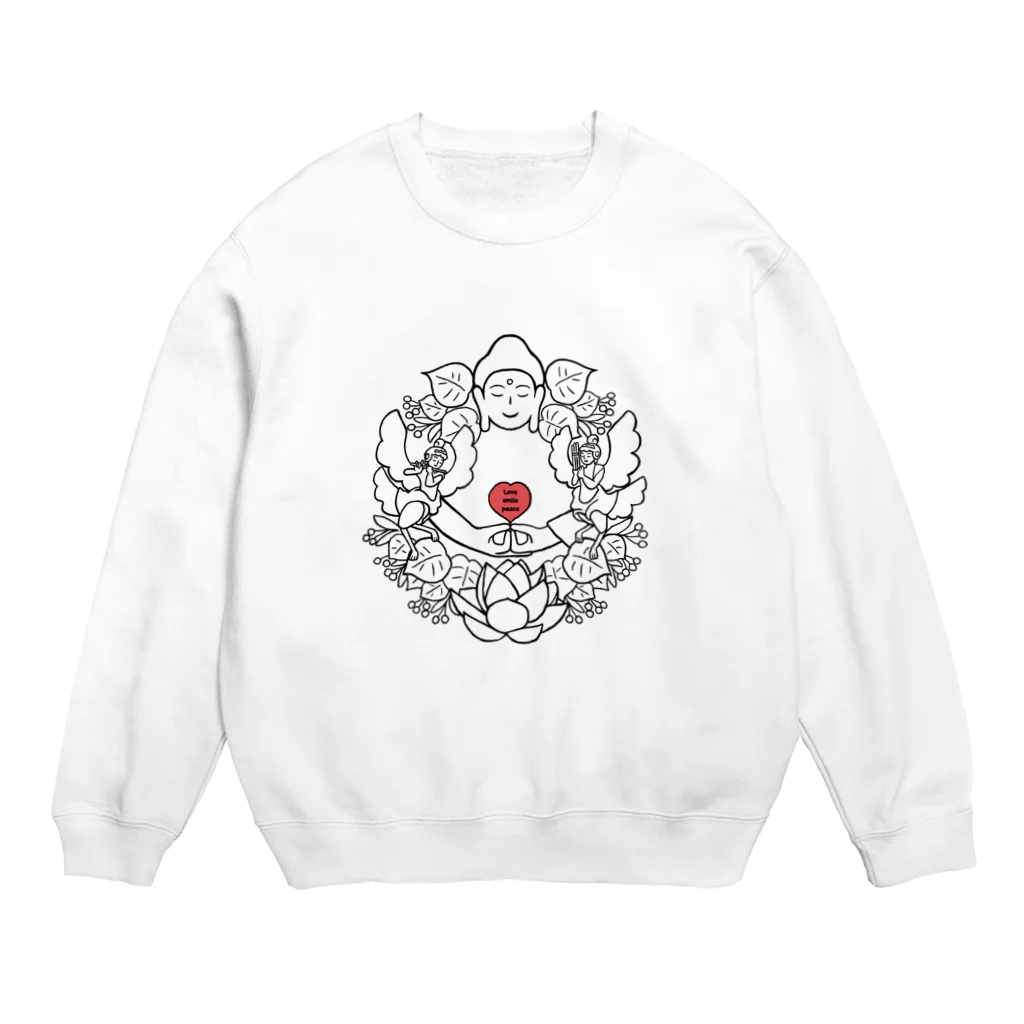 Bo tree teeのホトケサマリース(白赤) Crew Neck Sweatshirt