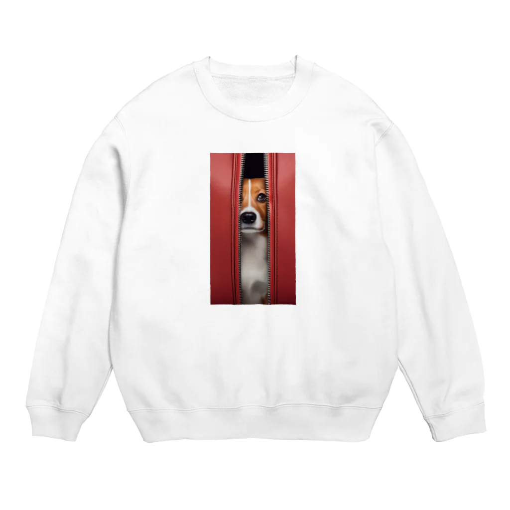 YUTO1126のジッパーから覗く犬 Crew Neck Sweatshirt