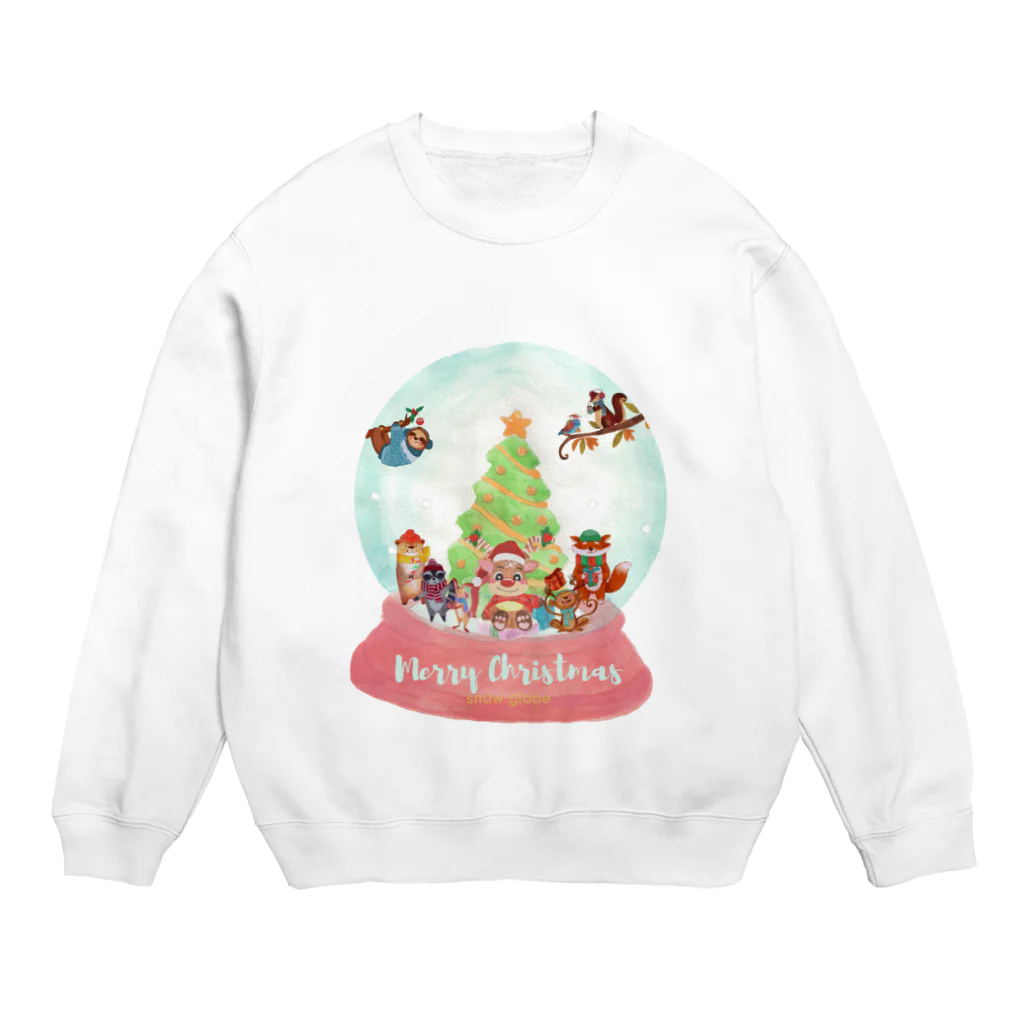 GLOBEのトナカイと愉快な動物たちのクリスマススノードーム Crew Neck Sweatshirt