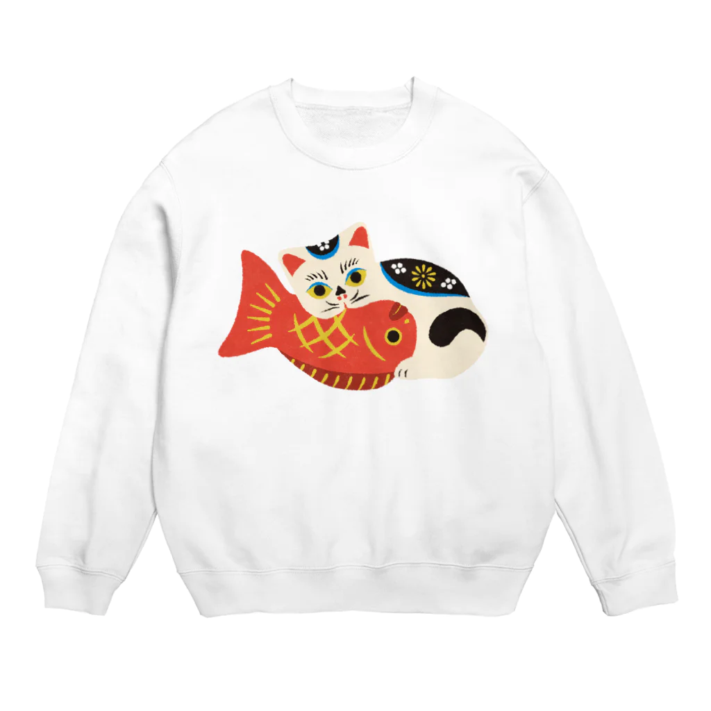 gangの鯛くわえ猫 Crew Neck Sweatshirt