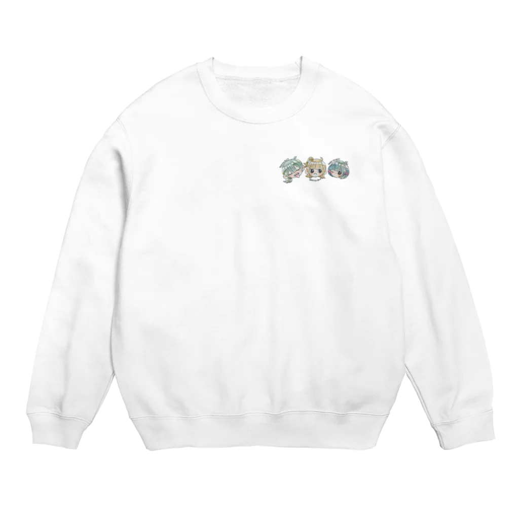 🐻 kumahana 🌷の見ざる言わざる聞かざるgirls👧 Crew Neck Sweatshirt