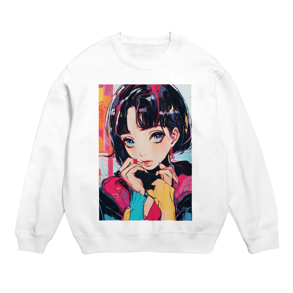 80s pop anime artのキュートな9 0 sアニメスタイル Crew Neck Sweatshirt