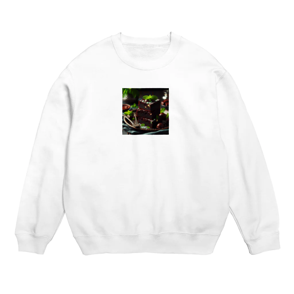 Girigiri-kのダークチョコレートとミントのフードゥブラウニー Crew Neck Sweatshirt