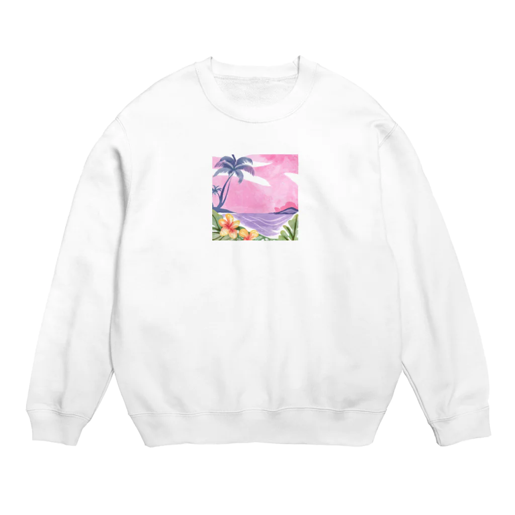 Sweet_moonLaboのHawaii　海とハイビスカス Crew Neck Sweatshirt