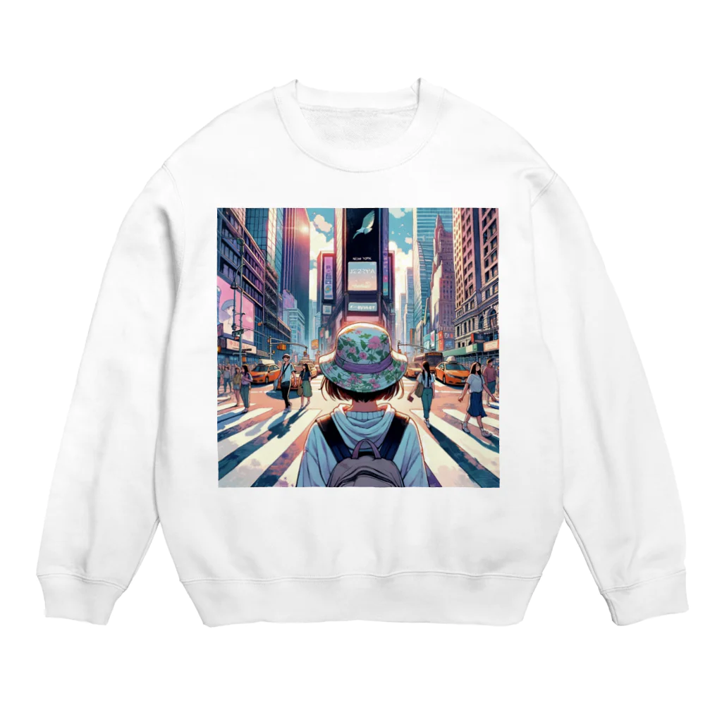 Artful Whiskersの一人旅の少女 Crew Neck Sweatshirt