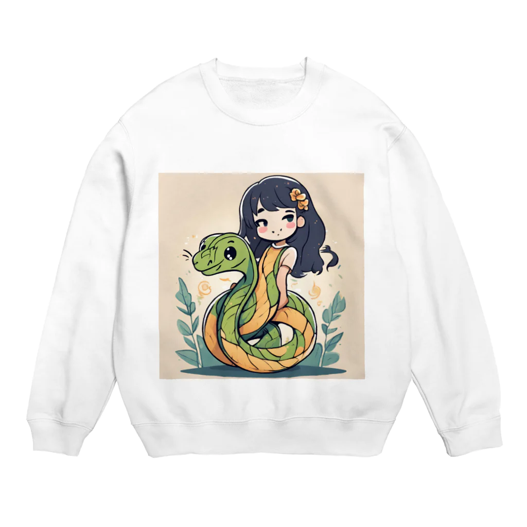 the blue seasonの仲良しの春風：少女と蛇の物語 Crew Neck Sweatshirt