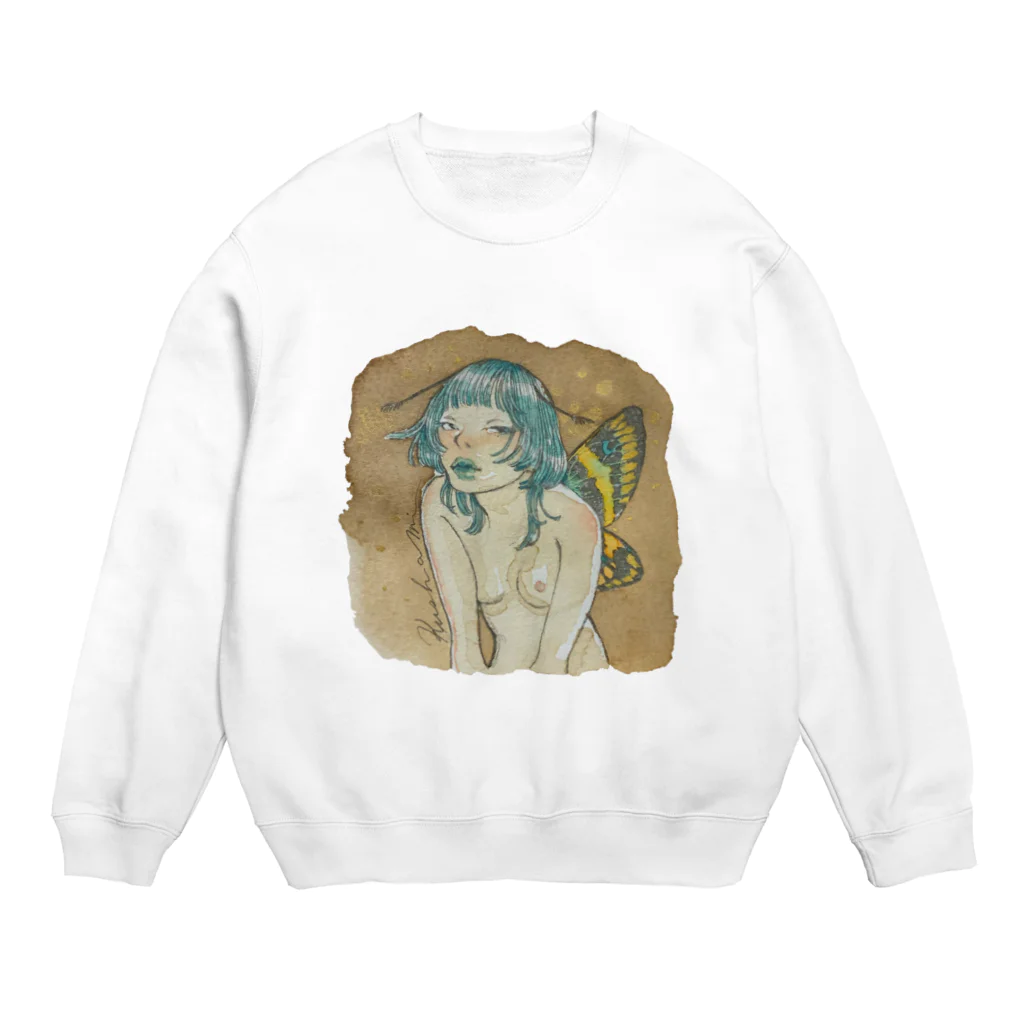 KushaMiの珈琲染めの蝶 Crew Neck Sweatshirt