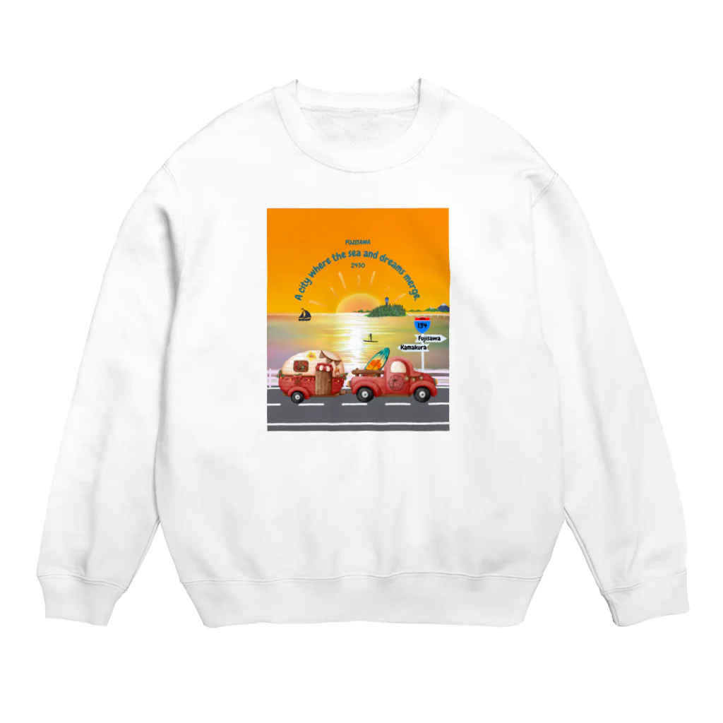 CyberArmadilloの湘南藤沢（2430）夕焼けコレクション Crew Neck Sweatshirt