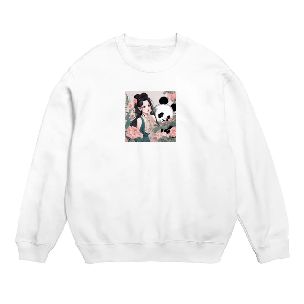 アニマルズの美女とパンダ Crew Neck Sweatshirt