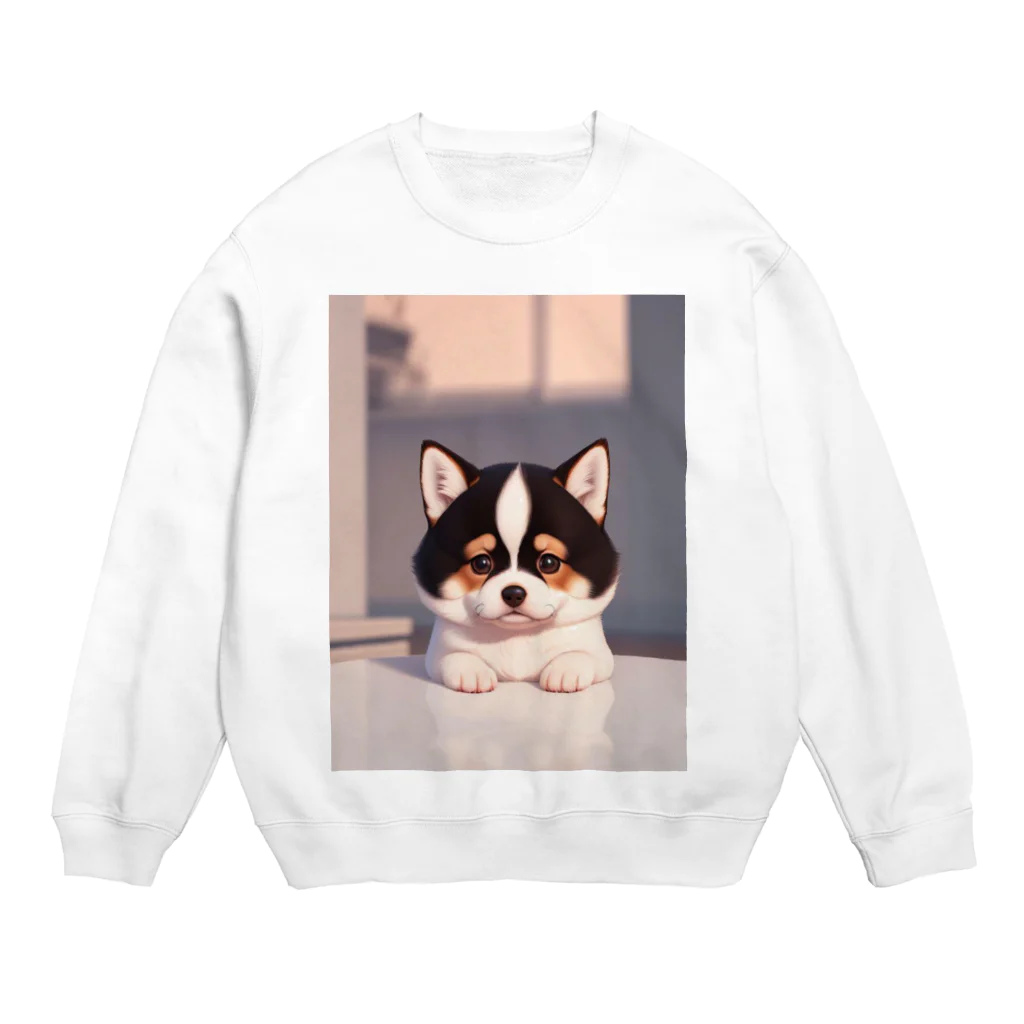 かわいい女の子とシュールな絵の子猫なしばちゃん Crew Neck Sweatshirt