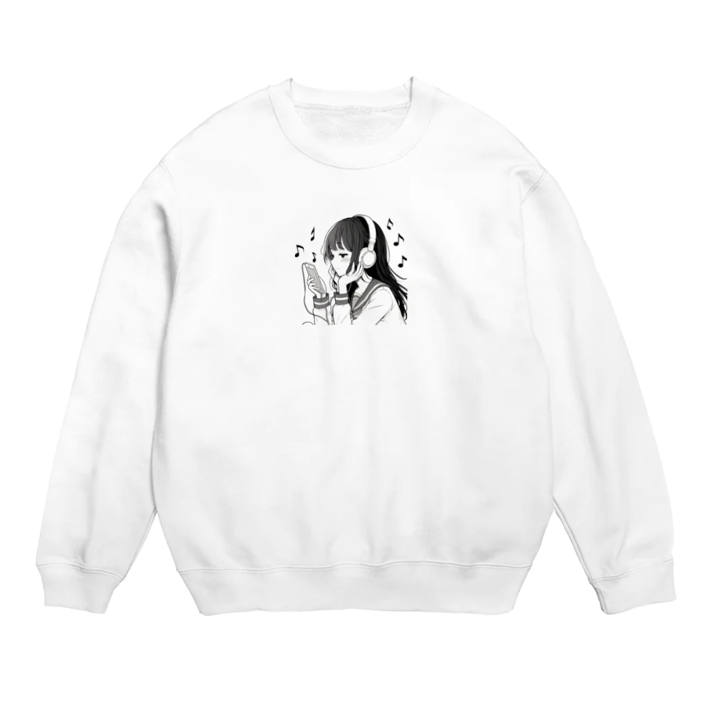 kibou0304の音楽を聴く女の子 Crew Neck Sweatshirt