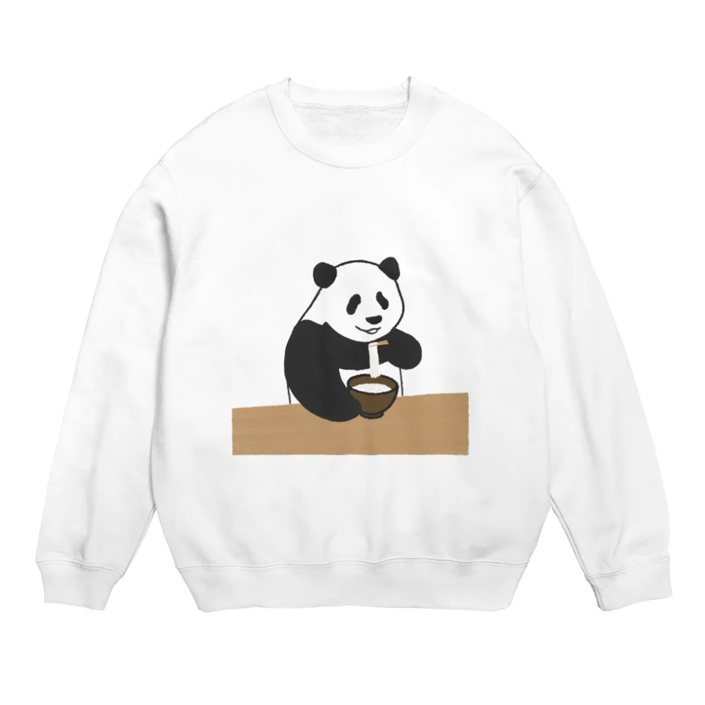 パンダむんのうどんいただきます Crew Neck Sweatshirt