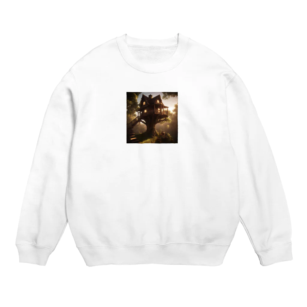 AI Imaginationのツリーハウスのイラストグッズ Crew Neck Sweatshirt