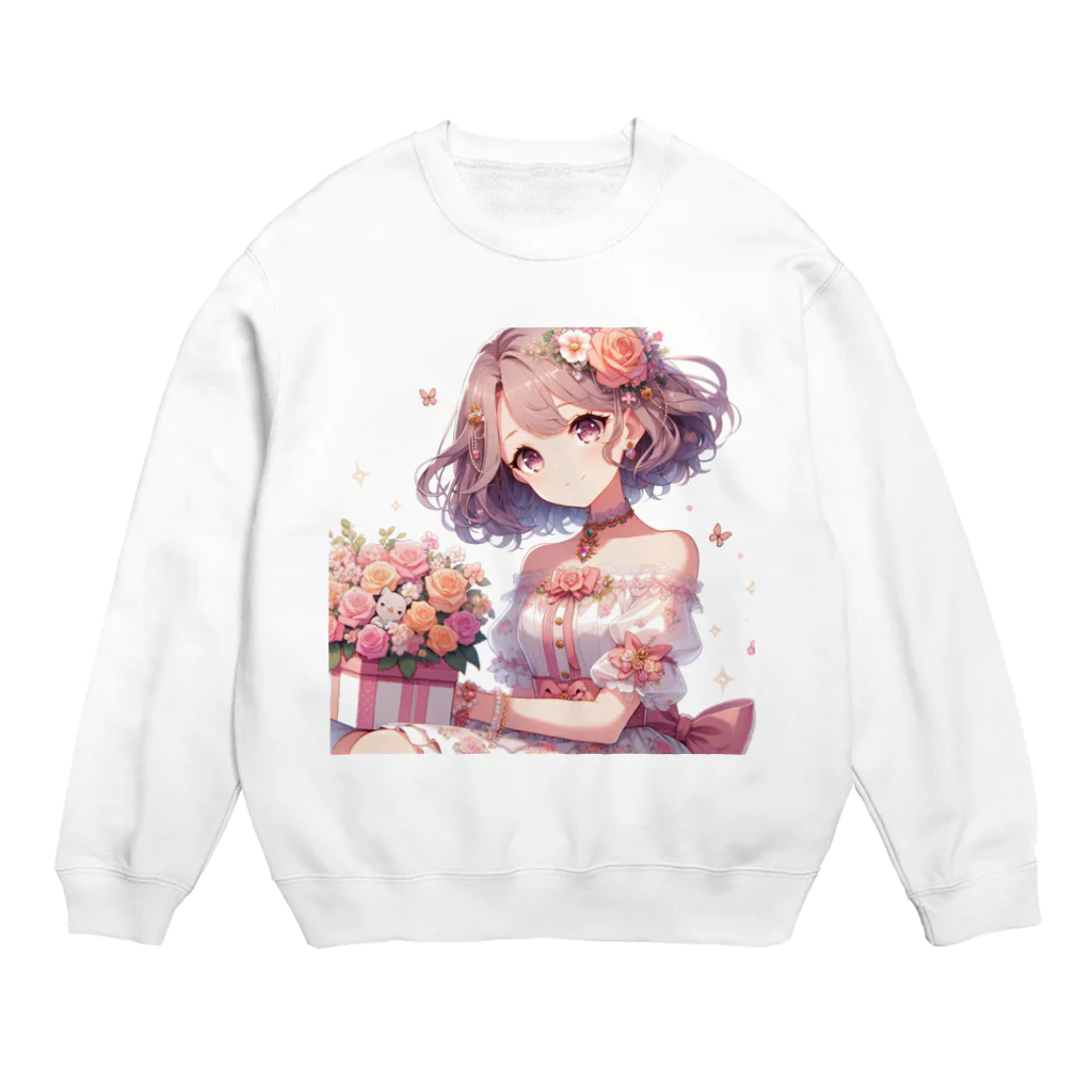 raio-nの春の花畑と少女 Crew Neck Sweatshirt