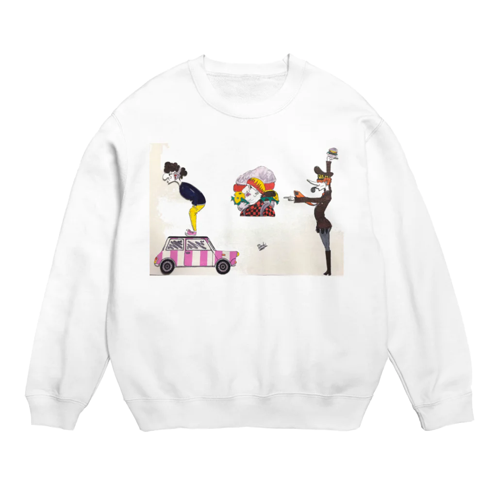 me🐳のオカマポリス  欧米版ハンバーガーオタク オスの大ピンチポーズ Crew Neck Sweatshirt