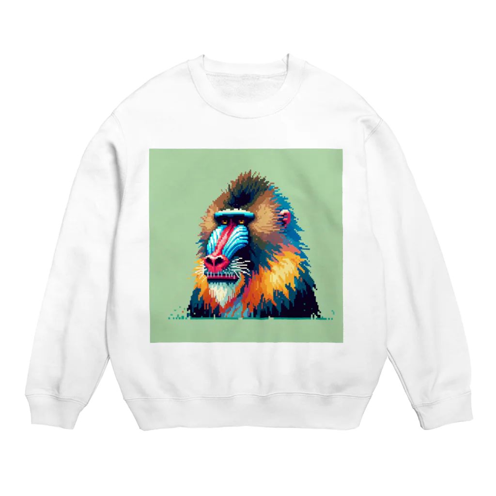 ippofumiのカラフルなマンドリルのドット絵 Crew Neck Sweatshirt