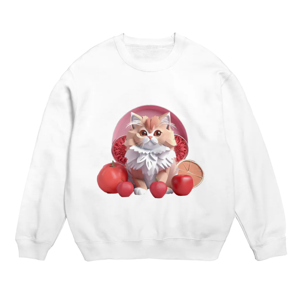 uncle-Toshiの果物と子猫 Crew Neck Sweatshirt