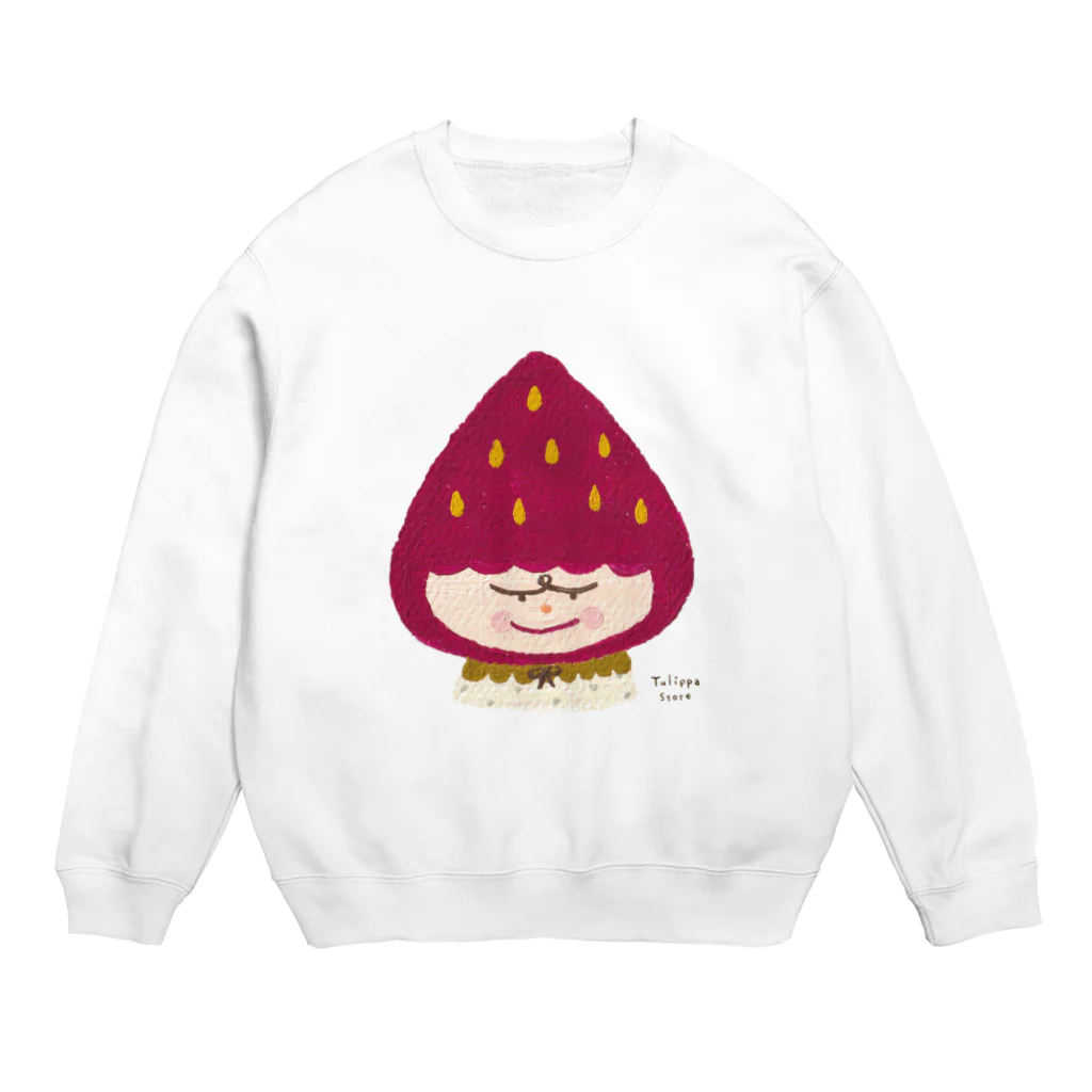 Tulippaのしかめっつらのいちごちゃん Crew Neck Sweatshirt