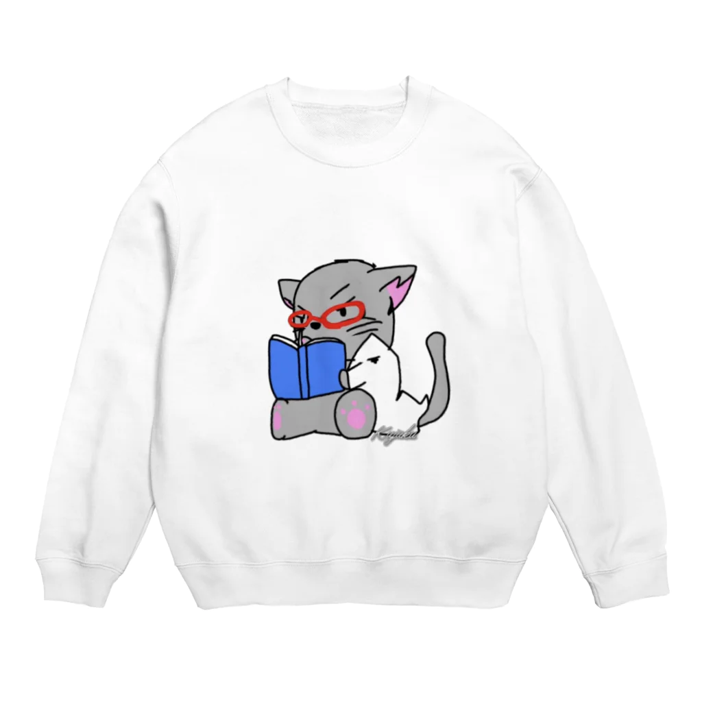 Kujakuの朗読猫 Crew Neck Sweatshirt