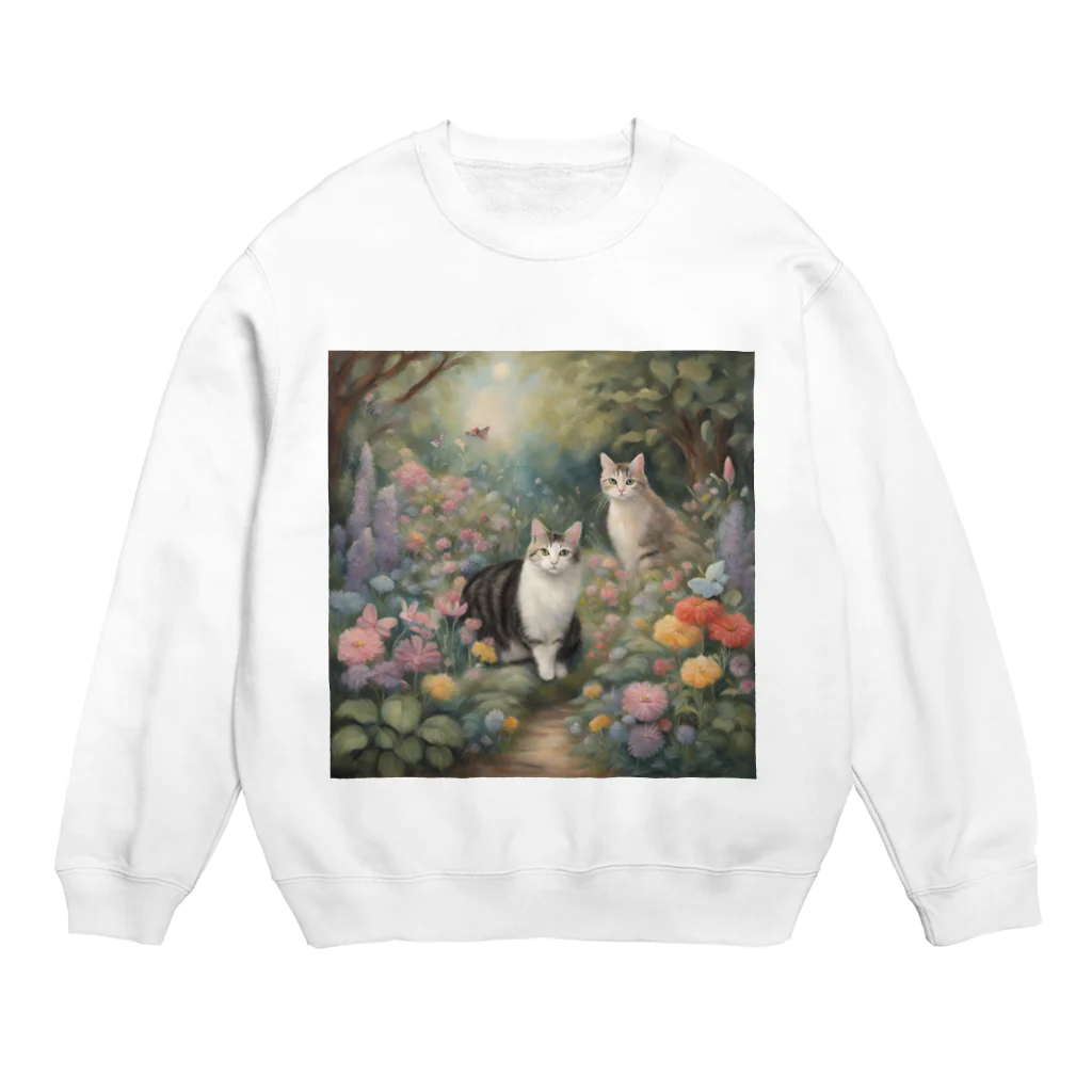 夜のねこの猫の楽園 Crew Neck Sweatshirt