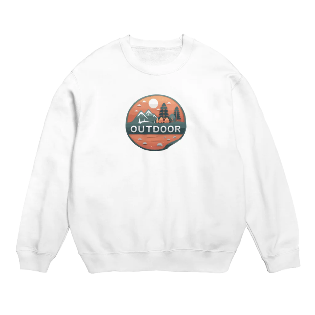 ファンシーTシャツ屋のアウトドアーワッペン夕日 Crew Neck Sweatshirt